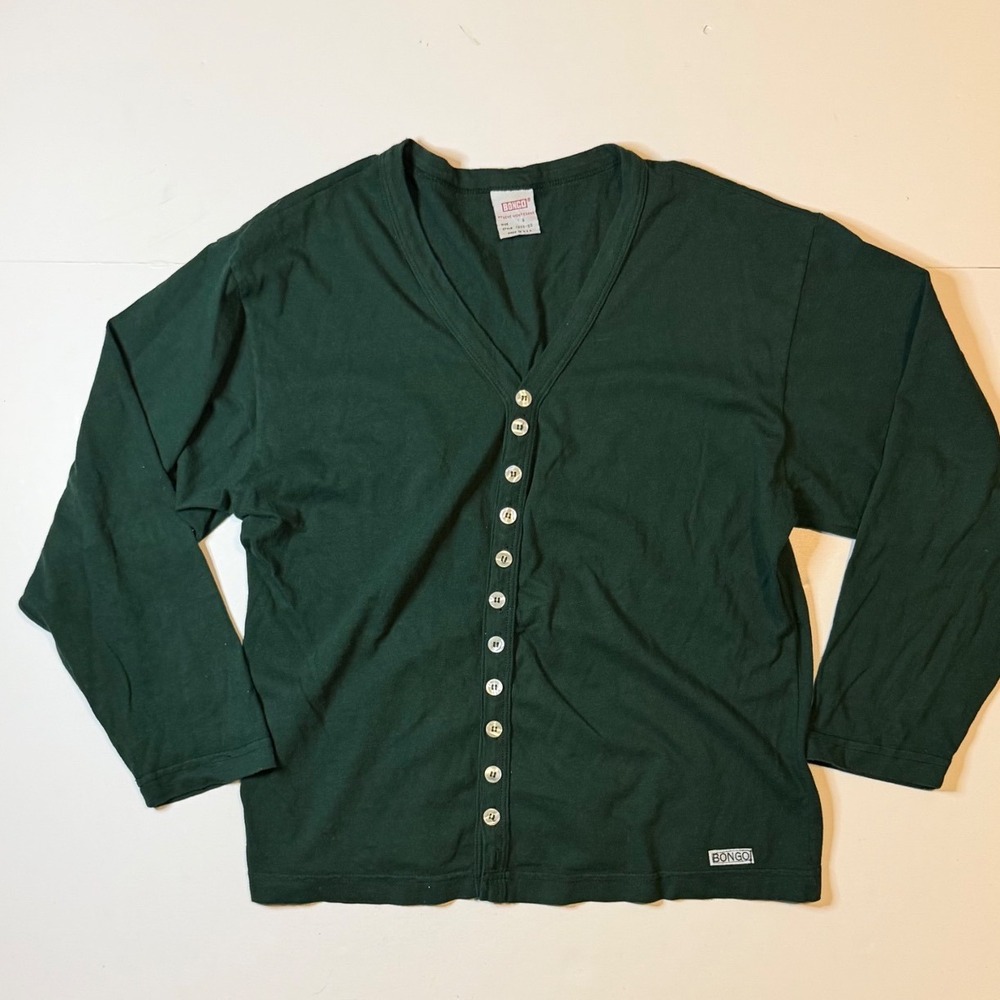 Bongo Cardigan Top Womens S Green Vintage 90s Made in USA